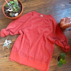 VS PINK orange oversized fuzzy cozy crewneck small
